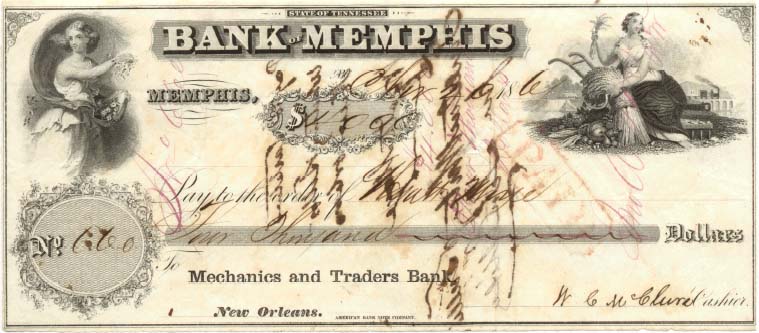 Bank of Memphis check by W. C. McClure